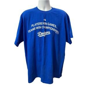 Vintage 2008 Dodgers Players win Games Champions Blue Shirt Used XL